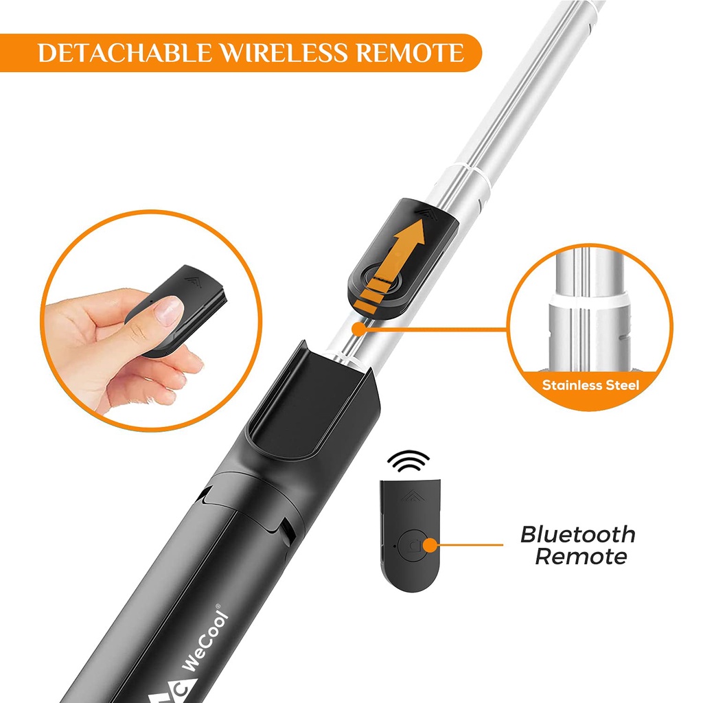 Detalhes do WeCool S1 Suporte Para Monopé De Tripé Sem Fio Bluetooth Selfie Stick Telefone Viagens Ao Ar Livre 3 Em 1