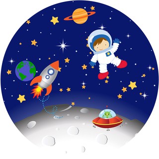 Painel Redondo Tecido Sublimado ASTRONAUTA C/elástico