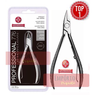 Alicate Corte Unha Inox 776 Ponta Reta Mundial Profissional Premium