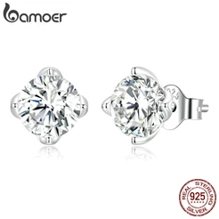 1 Par Brinco Feminino De Prata Moissanite Bamoer 925/Bijuteria Fashion Para Mulheres/Meninas