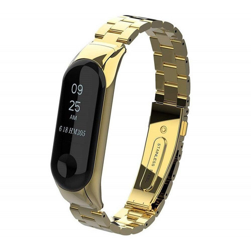 Pulseira De Metal Aço compatível com Smartband Xiaomi Mi Band 3 - Ouro