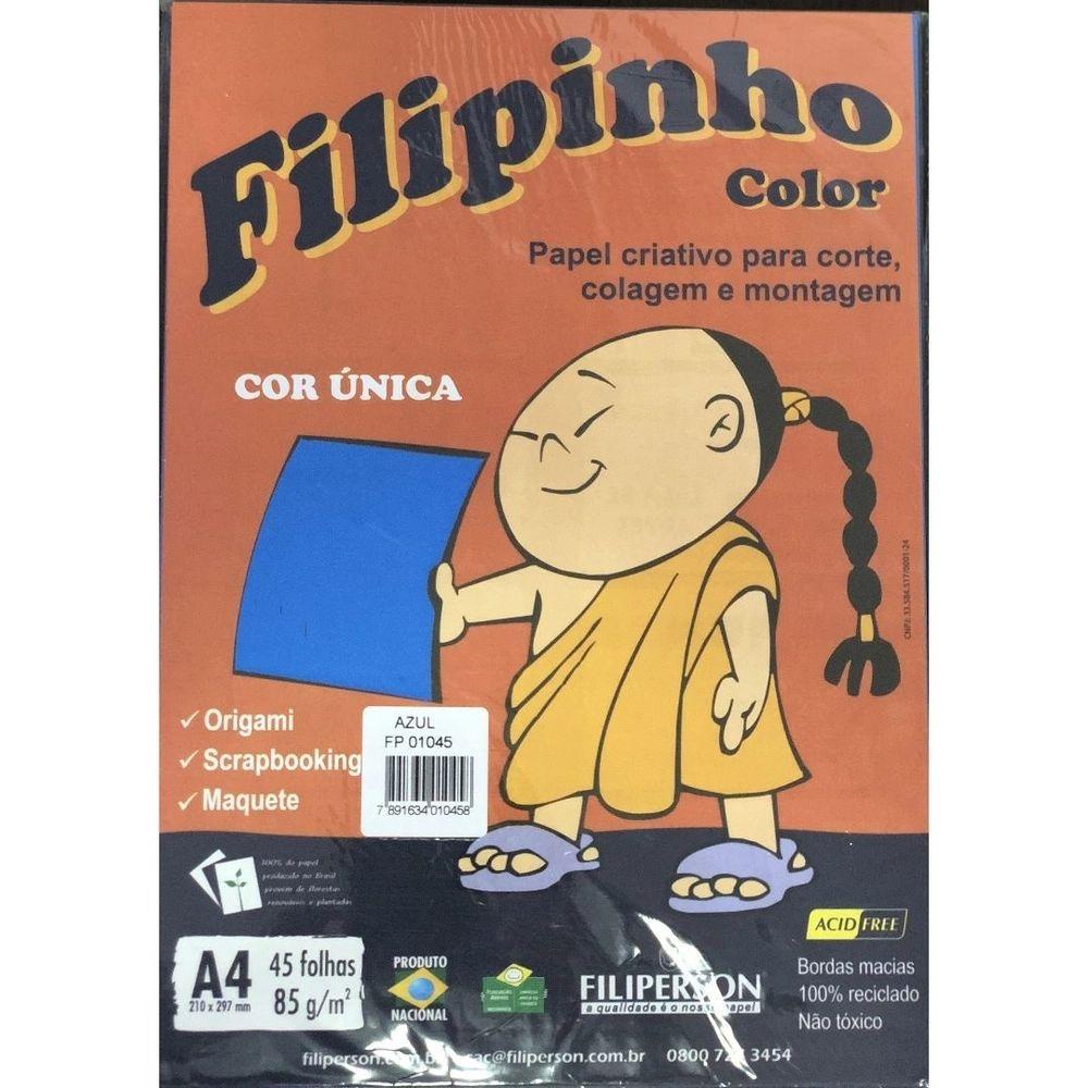 Papel Filipinho Color Azul A4 85gr 45 Folhas Filiperson | Shopee Brasil
