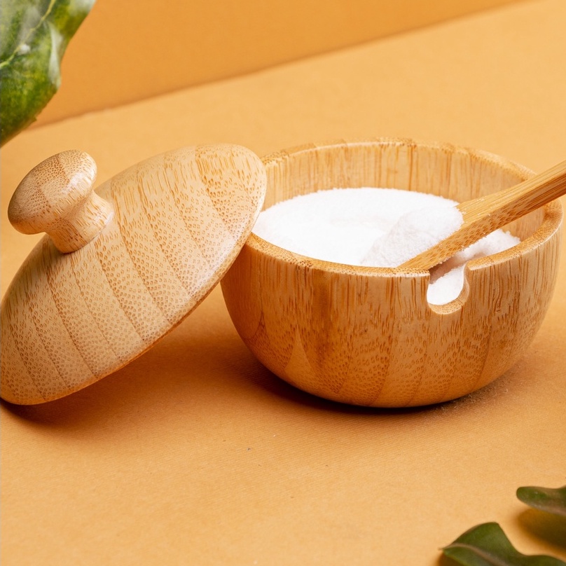 Açucareiro Saleiro Porta Geléia de Bambu com Colher Verona 8cm Lyor