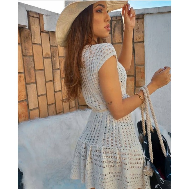 Saida De Praia Feminina Vestido Roupa De Banho Evangélica Babado