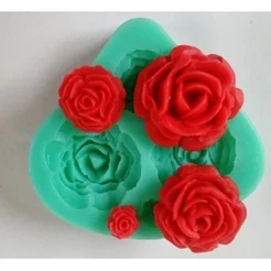 Molde De Silicone - Rosas 4 Cavidades