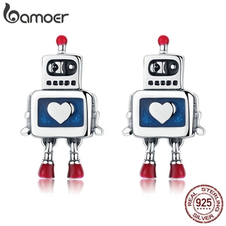 Bamoer Hot Sale Genuine 925 Real Silver Childhood Robot Brincos De Prata Para Moda Feminina Jóias SCE477