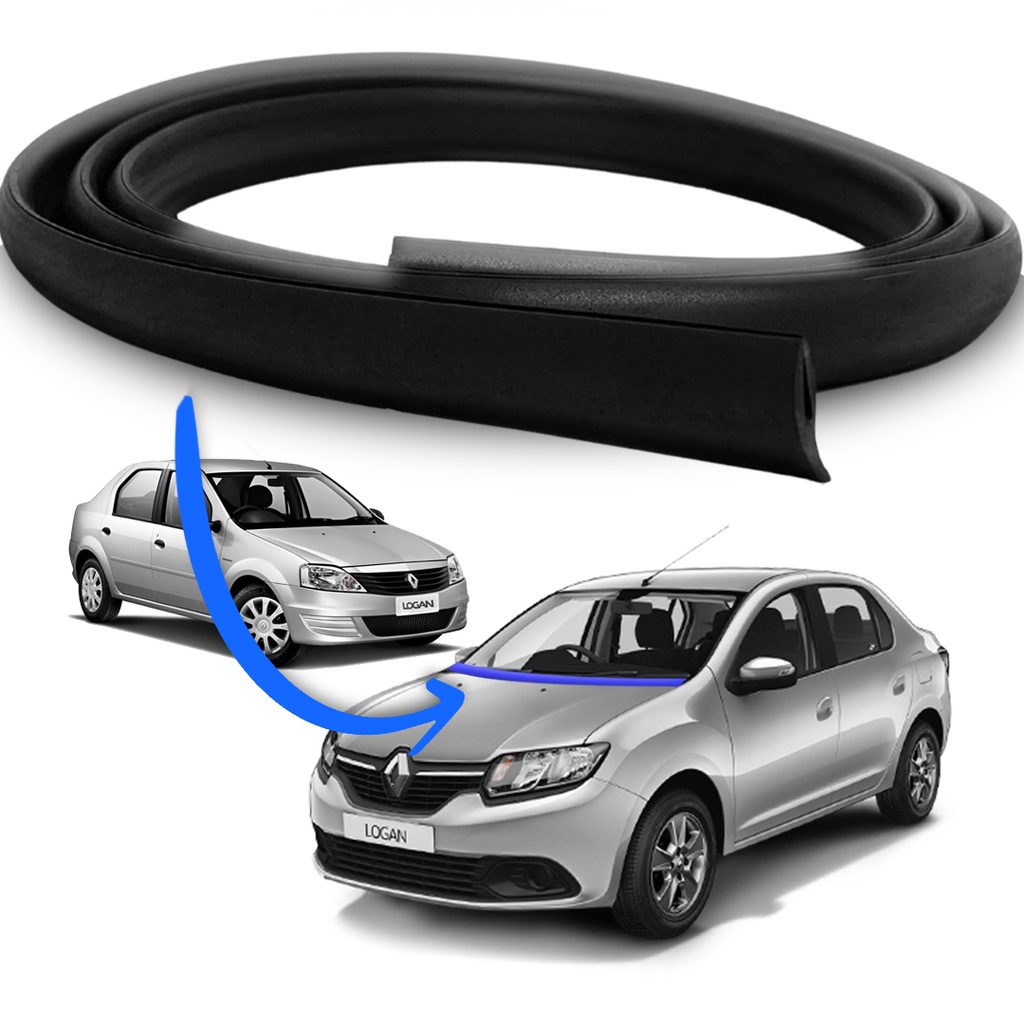 Borracha Friso Churrasqueira Acabamento Parabrisa Renault Logan 2011 a 2020