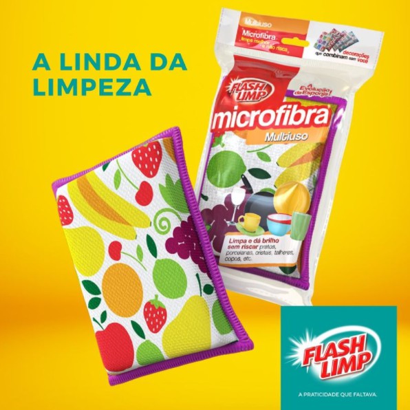 Esponja Microfibra Multiuso- Flash Limp - Limpa e dá Brilho sem riscar- A Evolução da Esponja