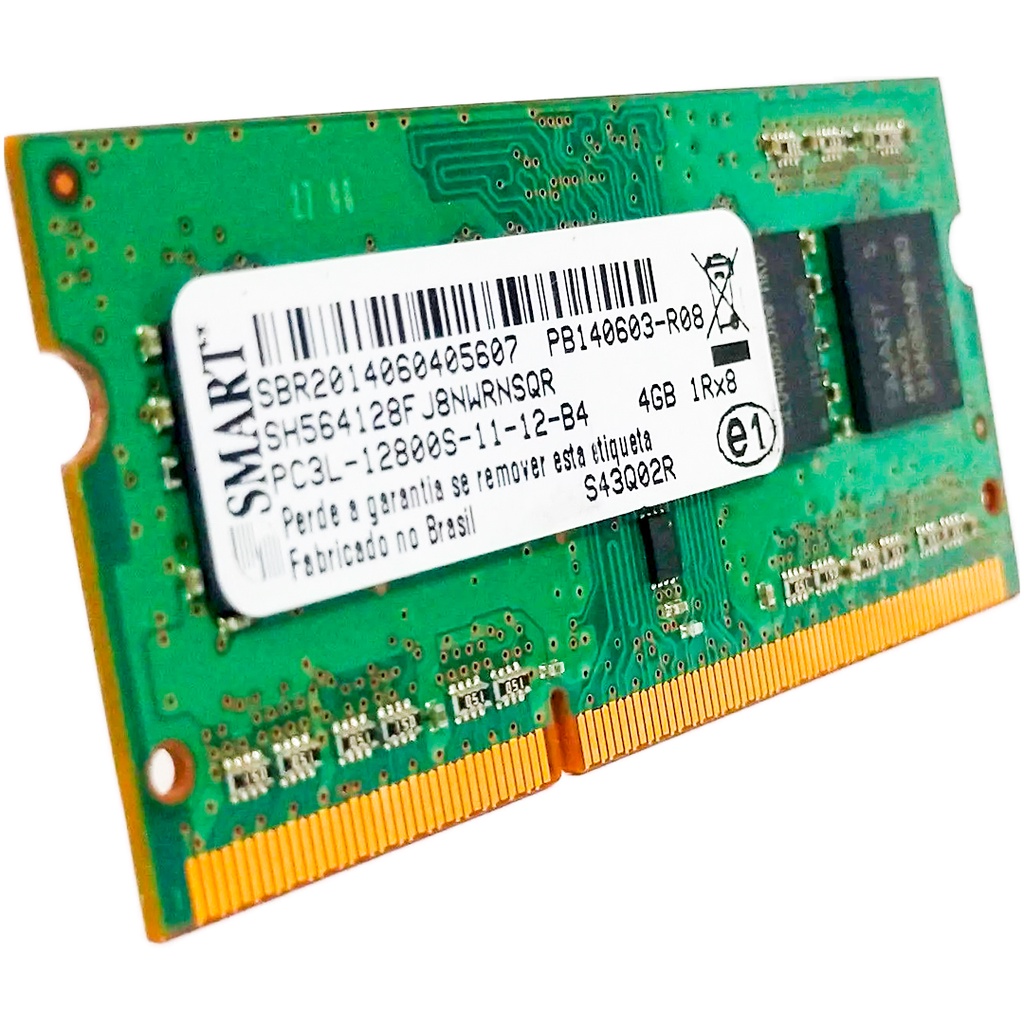 Memória 4 Gb Notebook Smart 1rx8 Ddr3 Pc3l -12800s Envio Ráp