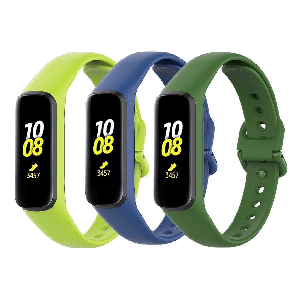 Kit 3 Pulseiras de Silicone para Samsung Galaxy Fit 2 R220 - Verde Militar | Azu