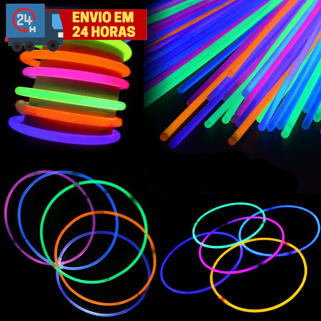 Pulseira Neon Fluorescentes Tubo Para Festas Baladas