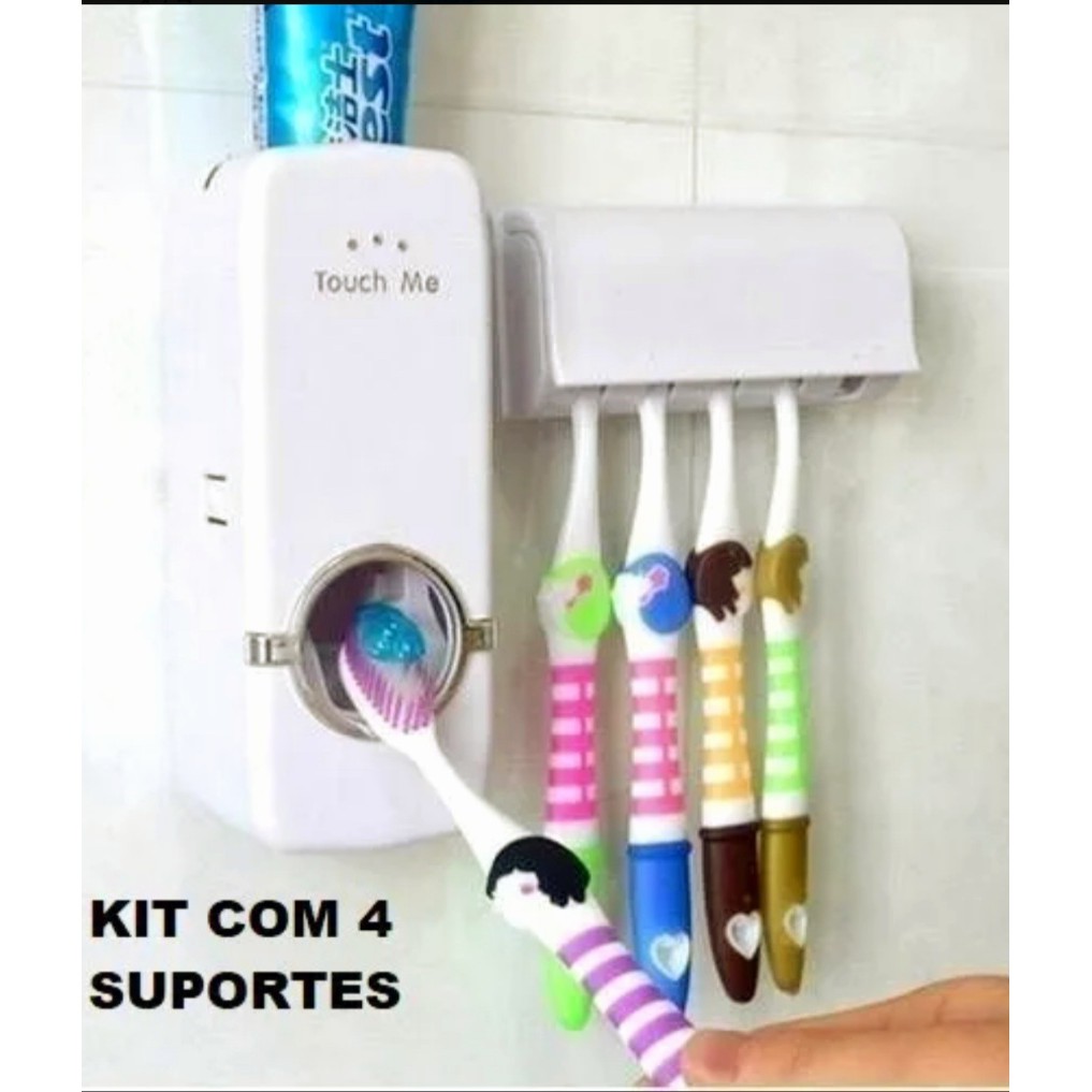 HYQ0118 Suporte Dispenser Pasta Porta Escova Dente Aplicador Creme Dental Automático