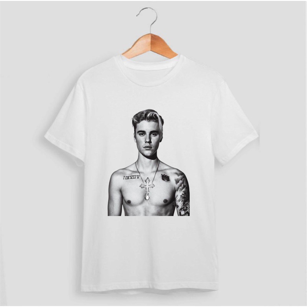 Camiseta camiseta poliéster branca Justin Bieber album justice tumblr 2022 Purpose turne show fã