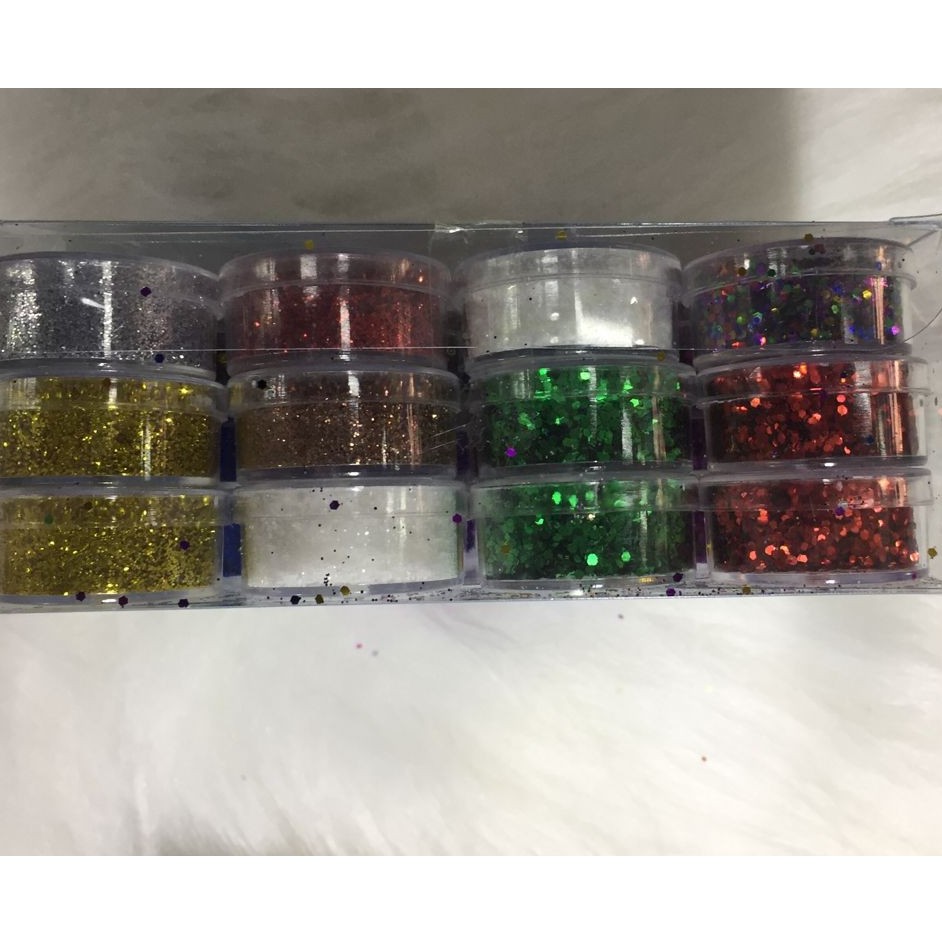 Kit 36 Potes Gliter 18uni Fino e 18uni flocado Para Encapsulamento Unhas Decoradas