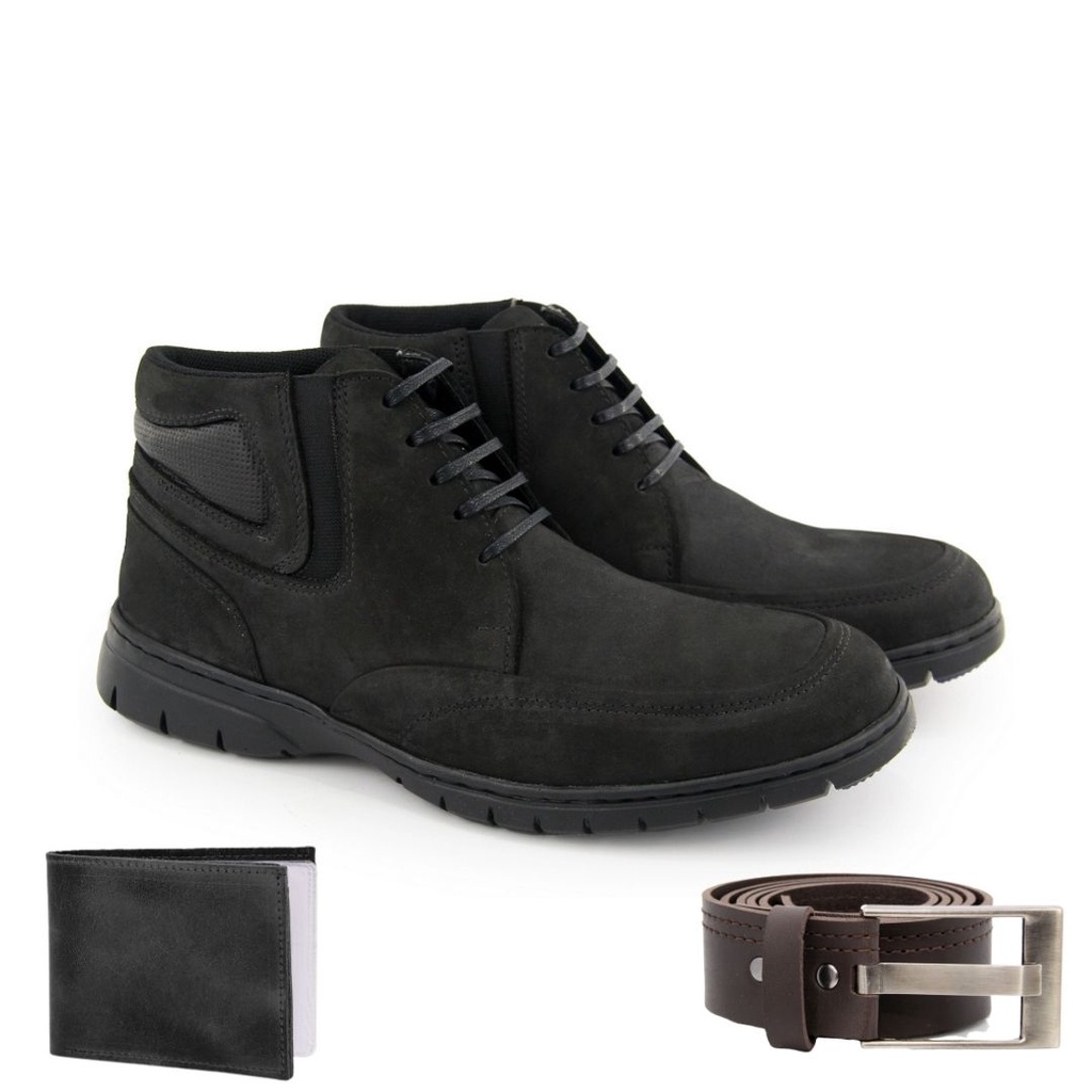 Kit Bota Botinha Comfort Tipo Anatomic Masculina Gel ref:7120 com Carteira e Cinto