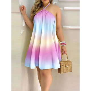 Summer Sexy Halter Mini Dress Women Casual Loose Bohemia Beach Resort Print Dresses For Women