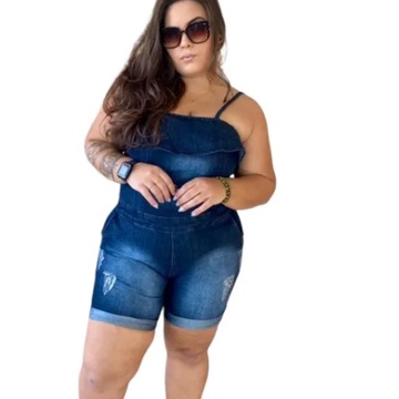 macaquinho jeans plus size