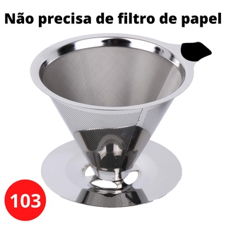Coador Grande Suporte Tamanho 103 Permanente Filtro de Café Reutilizável em Aço Inox