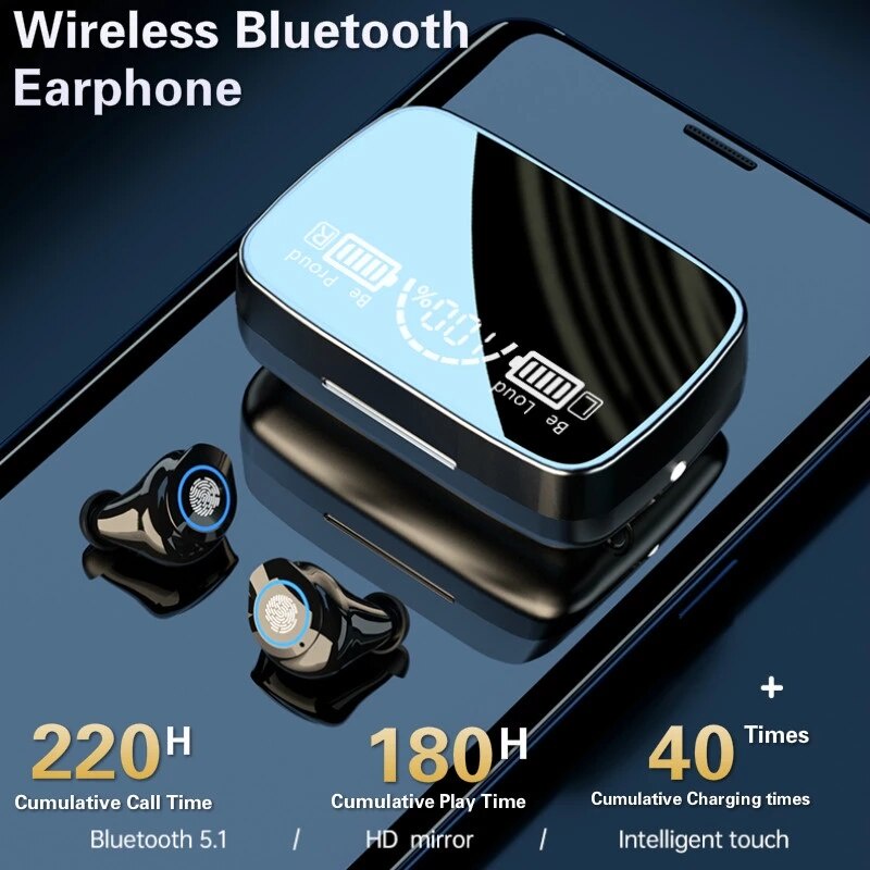 Vitog Fone De Ouvido Intra-Auricular Bluetooth 5.1 Sem Fio Com Microfone Touch Control HD IPX7 À Prova D'água Para iOS Android Xiaomi