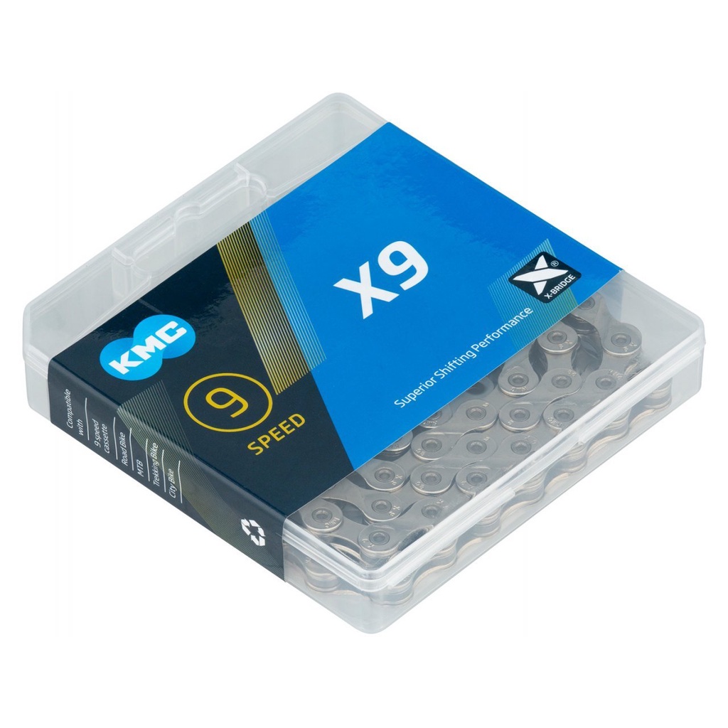Corrente 9v Kmc X9 Prateada Compativel Shimano Modelo Novo Bike Bicicleta Mtb Speed