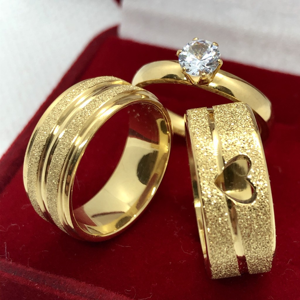 Seagull Joke Opposition Par de alianças de casamento noivado banhada a ouro 18k + Brinde (Estojinho  especial e anel solitário) | Shopee Brasil