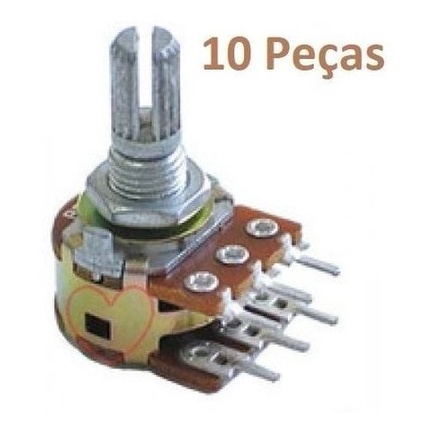 3 Potenciômetros Linear Duplo 50k L15 E 7 Comuns