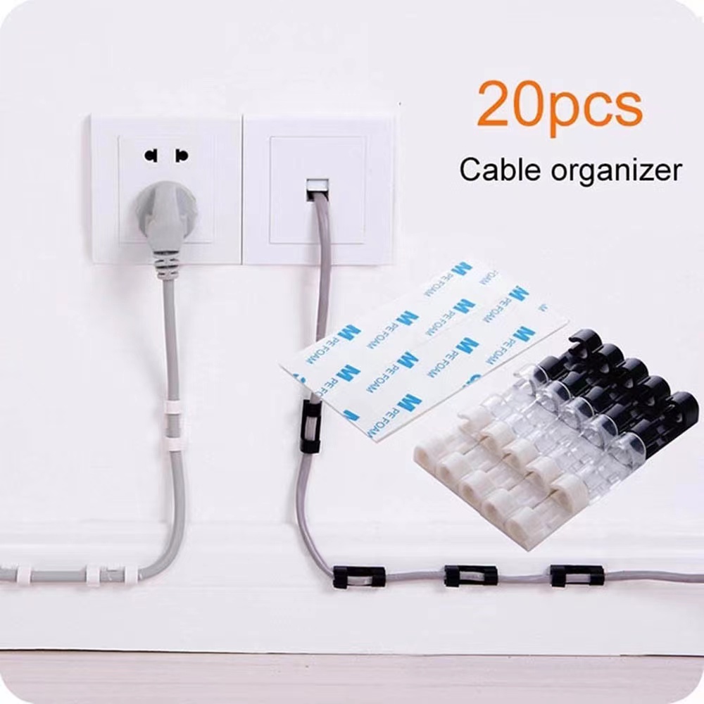Clip Fixador Organizador de Fios e Cabos 20 Peças Autoadesivo/Organizador de Fios Adesivo 20 Peças Dupla Face em Oferta na Shopee