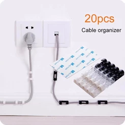 Clip Fixador Organizador de Fios e Cabos 20 Peças Autoadesivo/Organizador de Fios Adesivo 20 Peças Dupla Face