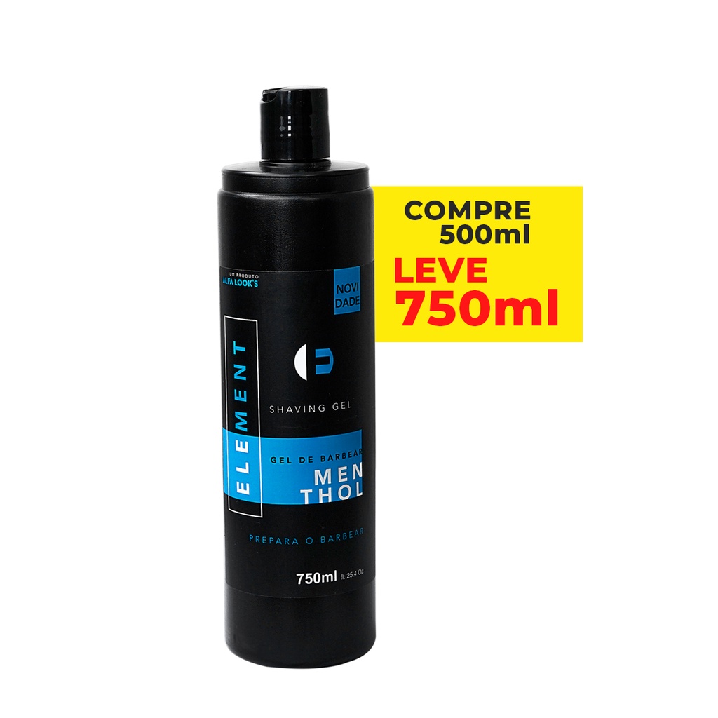 Shaving Gel 750ml Menthol Element Alfa Look's Melhor Gel de Barbear — R$ 22,73 em Shopee, 24% OFF