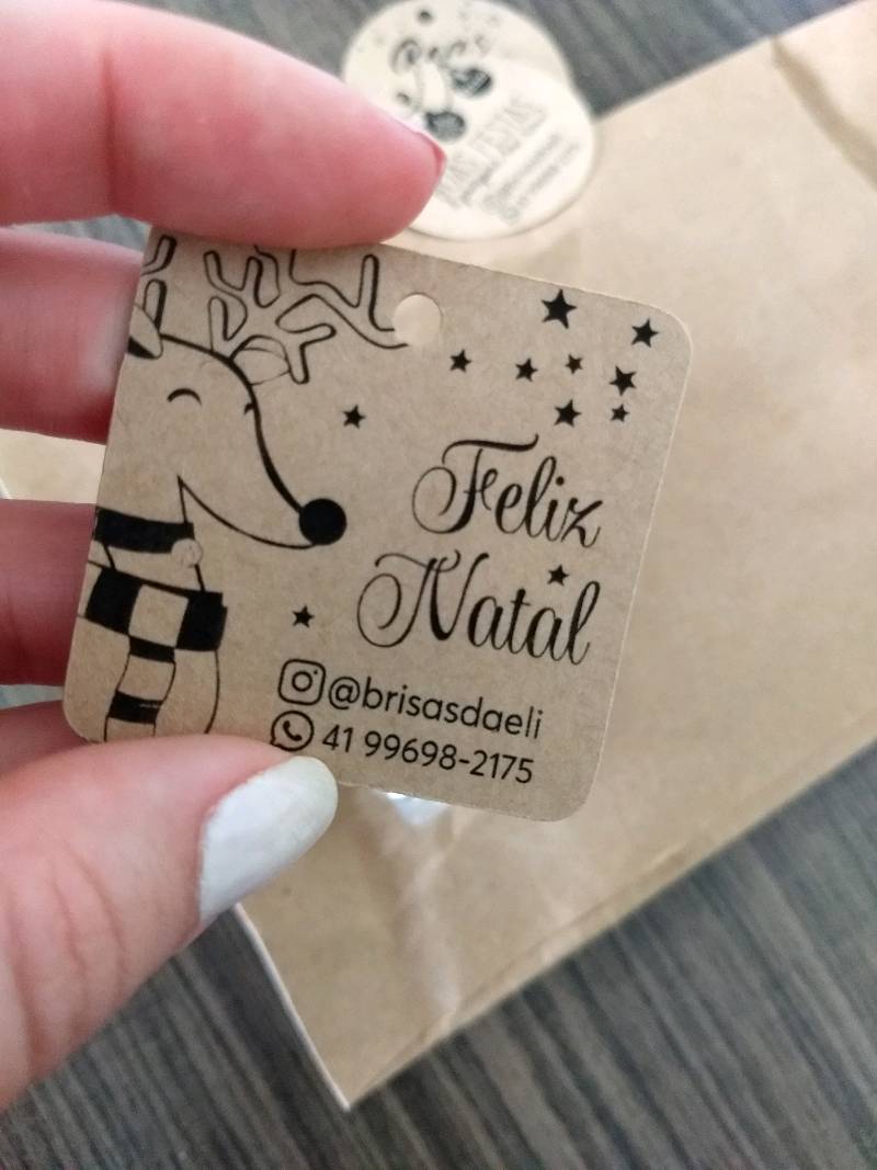 50 peças Tag Natalina Kraft - Etiqueta - Rudolph - Rena + 50 Pompons na cor  vermelha -Diy | Shopee Brasil