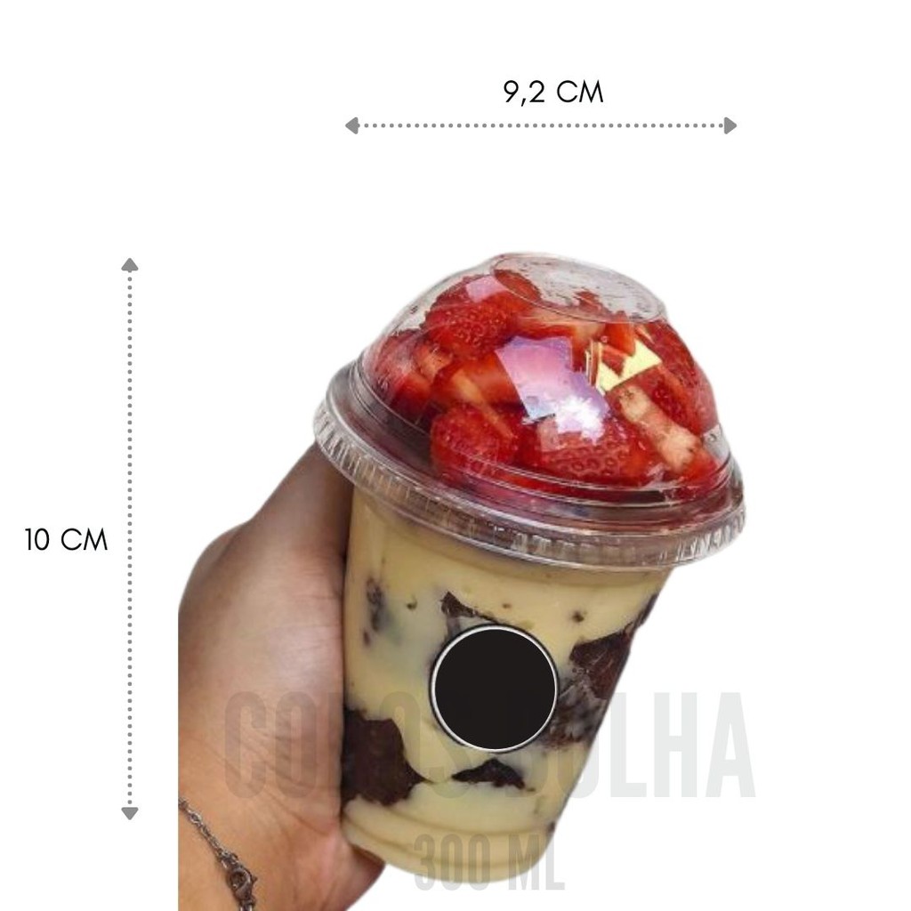 50 Copos Bolha PET 400 ml COM divisória - Copo da felicidade, Açaí, Algodão doce