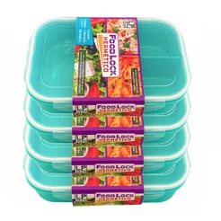 Kit 4 Marmitas Plastica Hermetica 1L Com Trava E Divisoria