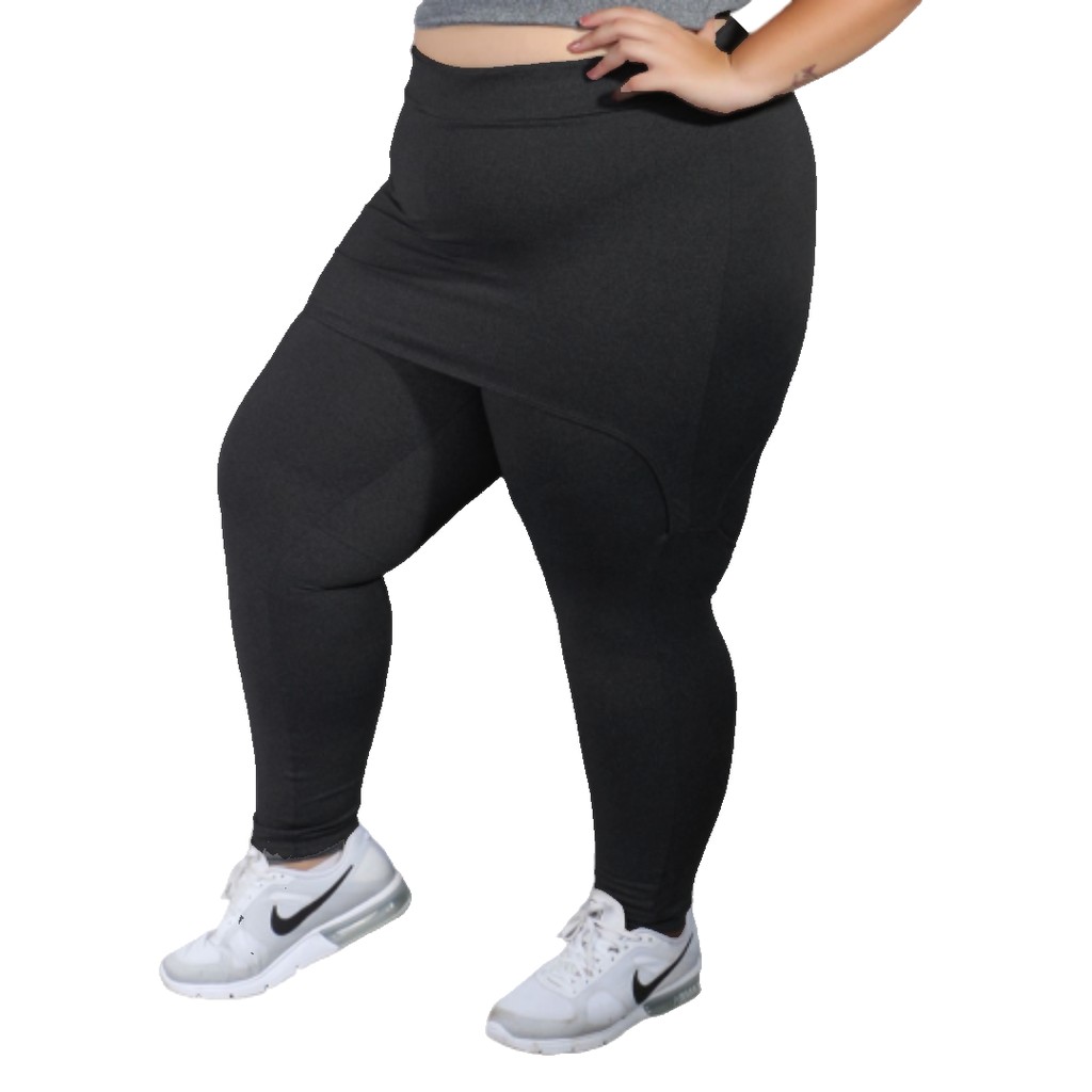 calça legging com saia plus size