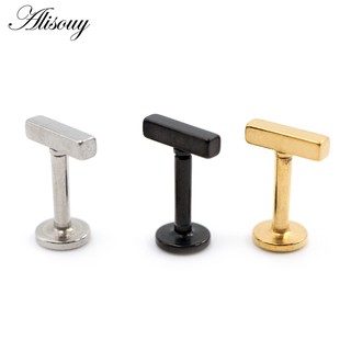 Alisouy 1pc Aço Inoxidável 16G Tira Tragus Helix Labret Anéis De Barras Orelha De Cartilagem De Piercings Jóias Corporais Para Mulheres Homens