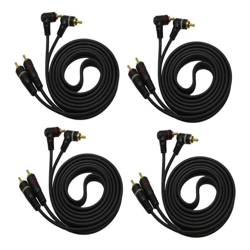 Kit 04 Cabo Rca 1 Metro Preto Flexivel  Som Automotivo