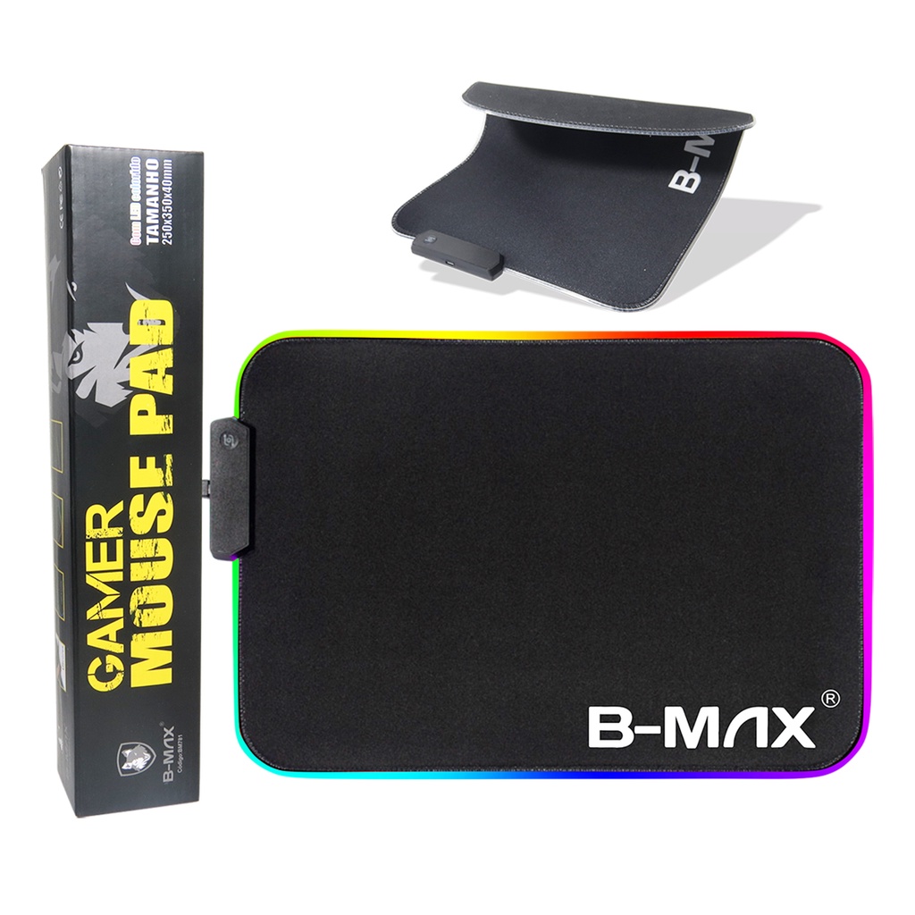 MOUSE PAD GAMER 25 X 35CM C/ LED RGB / B-MAX - BM781 | Shopee Brasil