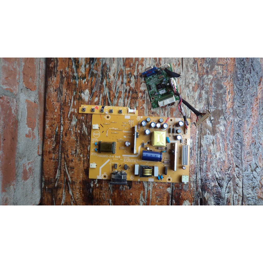 placa fonte + principal + cabo flat + placa botão do monitor aoc 1619swa