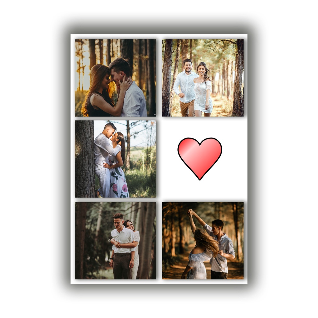 Quadro placa decorativo personalizados com montagem 5 fotos para presente namorado para casal para família casa sala cozinha porta retrato família quadro sala
