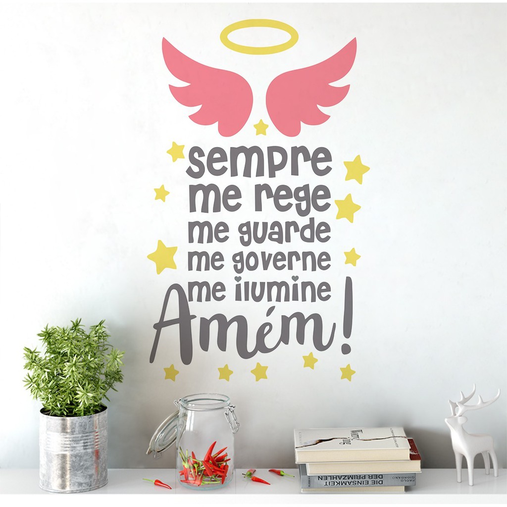 Adesivo De Parede Quarto Infantil Oração Santo Anjo em Oferta na Shopee