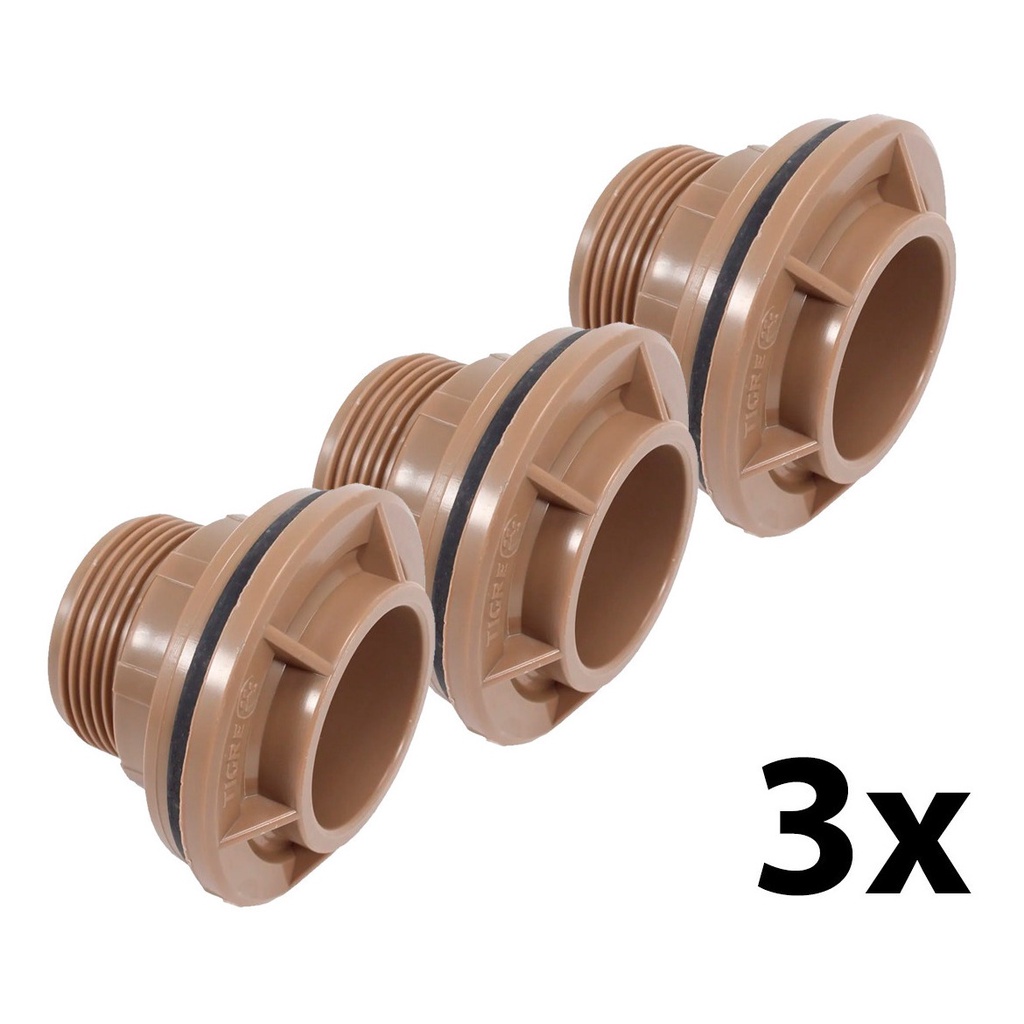 Kit 3 Adaptador Roscável Flange Anel Vedação 32mm 1'' Tigre