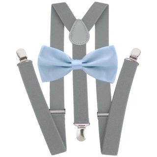 Kit Suspensório Cinza + Gravata Borboleta Azul Bebê K:244/247