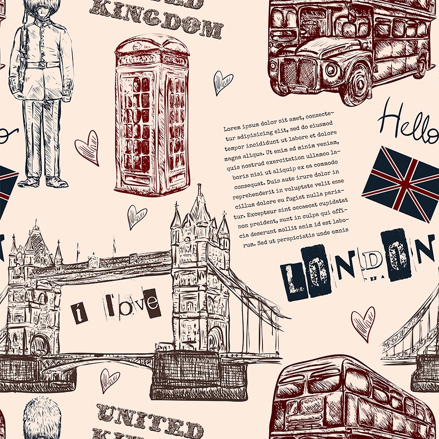 Detalhes do Papel de Parede Adesivo Lavável Reino Unido Londres Inglaterra Autocolante