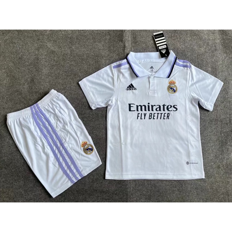 Conjunto Infantil Camisa Real Madrid 2022-23 Camiseta De Futebol 16-28 Tamanho