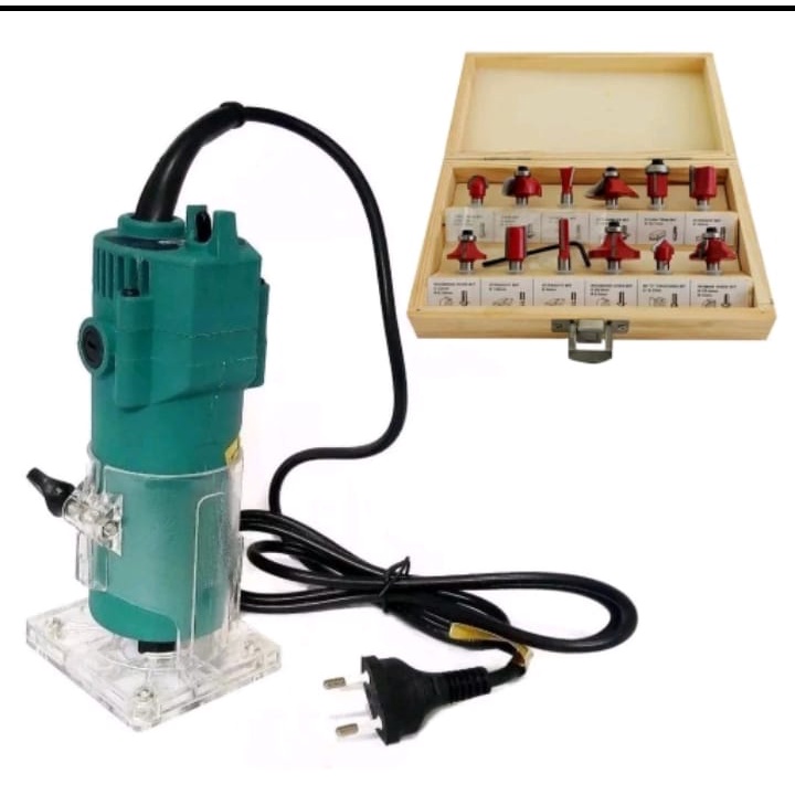 Tupia Manual Laminadora 650w + Jogo De Fresas Tupia C/12 Pçs 6mm C/ Maleta