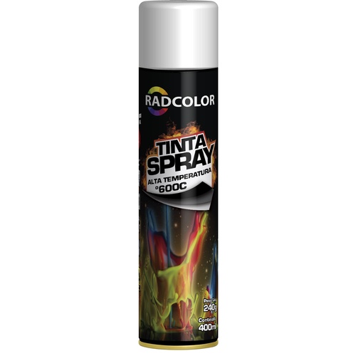Tinta Spray Alta Temperatura 600º Branco Fosco (400 ml) Radnaq