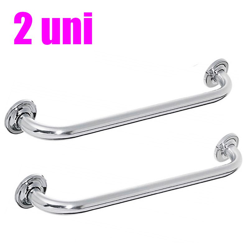 Alça Apoio Banheiro Barra Inox 60cm Cadeirante Idoso Deficiente Acessibilidade Kit 2 unidades