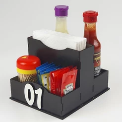 Kit com 5 Porta Guardanapo Sachê Com Divisórias Restaurante Preto
