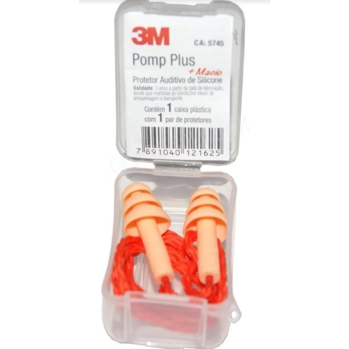 Protetor Auricular/Auditivo Abafador Silicone 3M Plug Ca Pomp Plus Silicone - 18Db Ca -5745