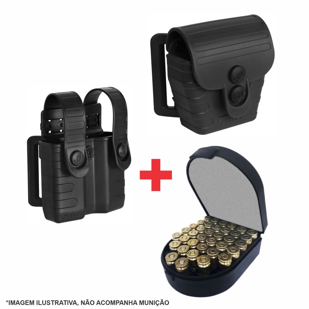 Kit Porta Carregador + Porta Algema Tab Lock + Porta Munição