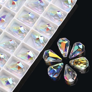 ZhuBI Contas De Cristal Multi-size Teardrop Beads AB Cor Pingente Encantos Jóias Vidro Para Fazer Pulseira Diy Soltas em Oferta na Shopee